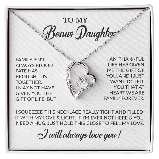 To My Bonus Daughter Necklace, Gift for Bonus Daughter, Step Daughter Birthday 7_11_White