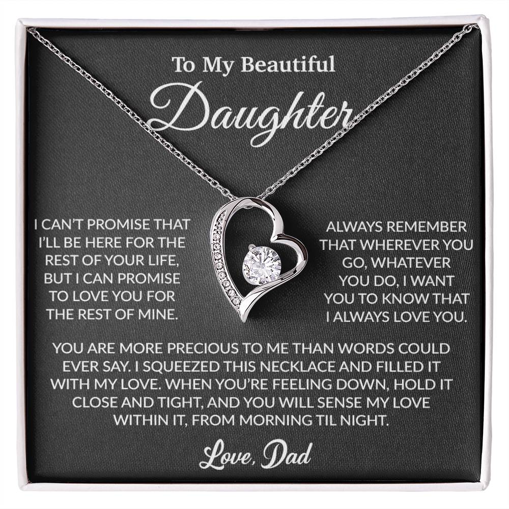 To My Daughter Necklace, Gift for Daughter from Dad, Father Daughter Necklace 8_6_Black