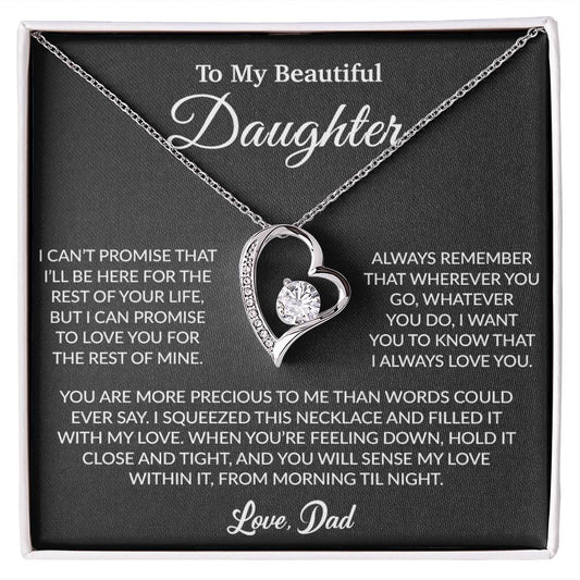 To My Daughter Necklace, Gift for Daughter from Dad, Father Daughter Necklace 8_6_Black