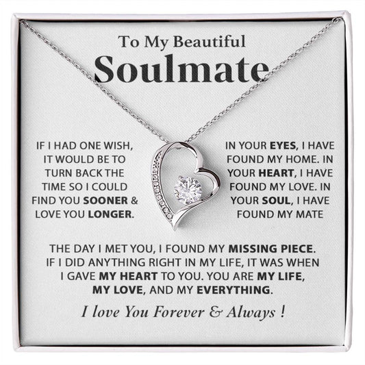 To My Soulmate Necklace, Gift for Wife, Girlfriend, Anniversary Gift,Christmas Gift