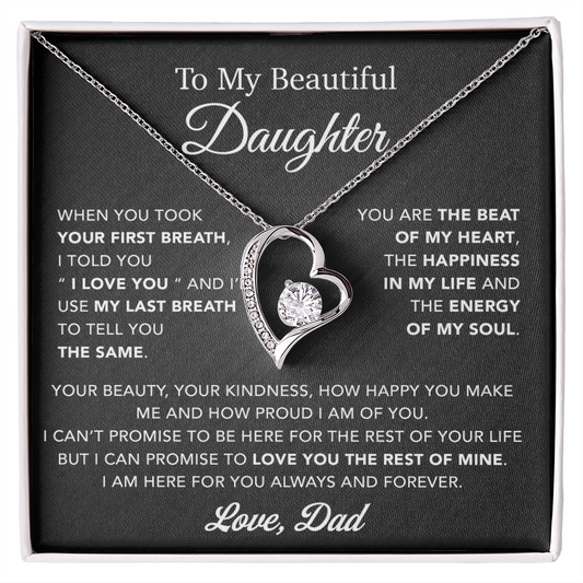 To My Daughter Necklace, Gift for Daughter from Dad, Father Daughter Necklace 10_4_Black