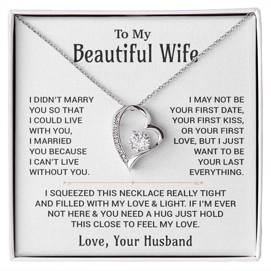 To My Beautiful Wife Necklace, Christmas Gifts For Women, Anniversary Gift For Wife
