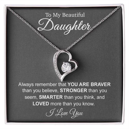 To My Beautiful Daughter Necklace, Necklace Gift for Daughter, Christmas Gift