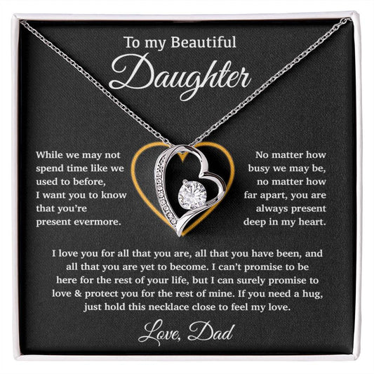 To My Daughter Necklace, Gift for Daughter from Dad, Father Daughter Necklace 11_6_Black