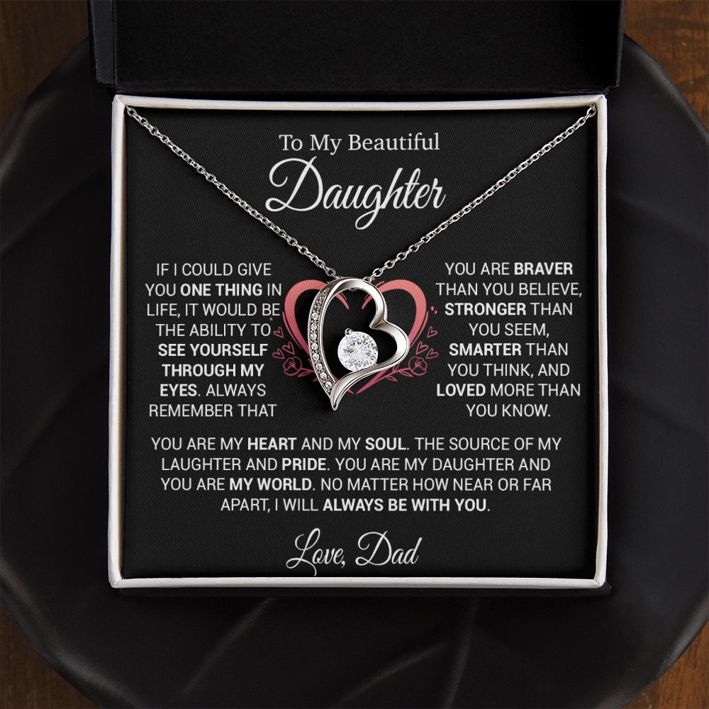 To My Daughter Necklace from Dad, Necklace for Daughter from Dad, Father Daughter Necklace