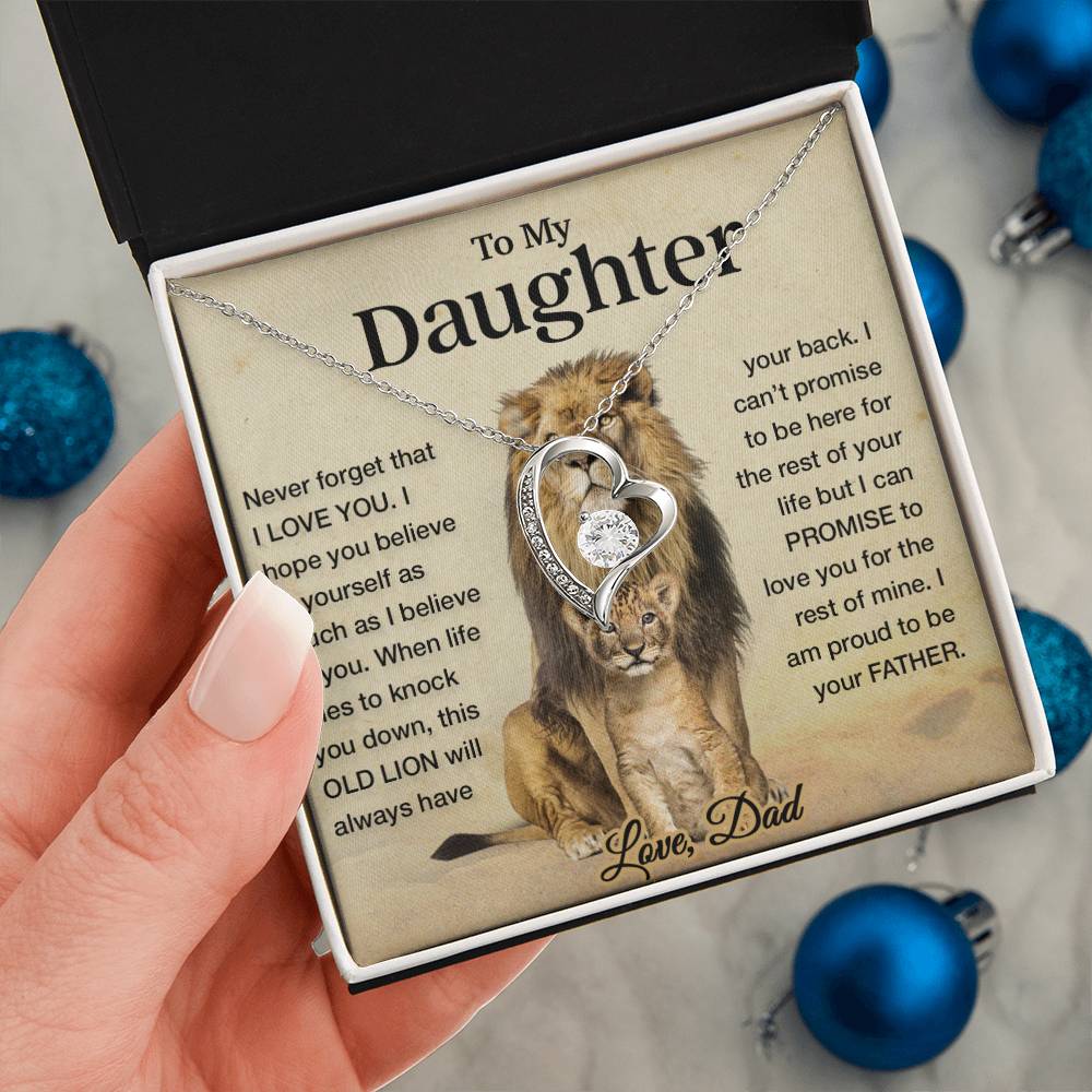 To My Daughter Necklace, Xmas Gift For Daughter From Dad, Daughter Father Lion