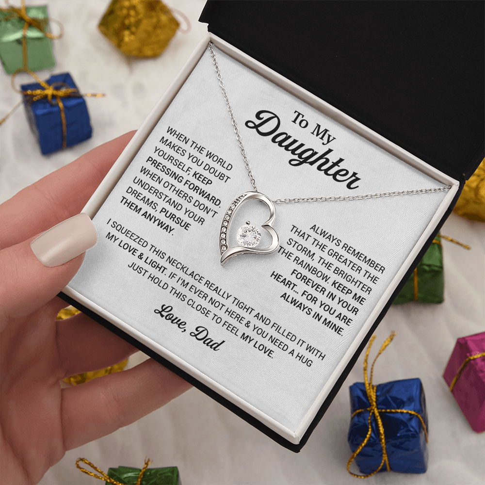 To My Daughter Necklace, Daughter Father Necklace, Daughter Gift From Dad 21_8_White