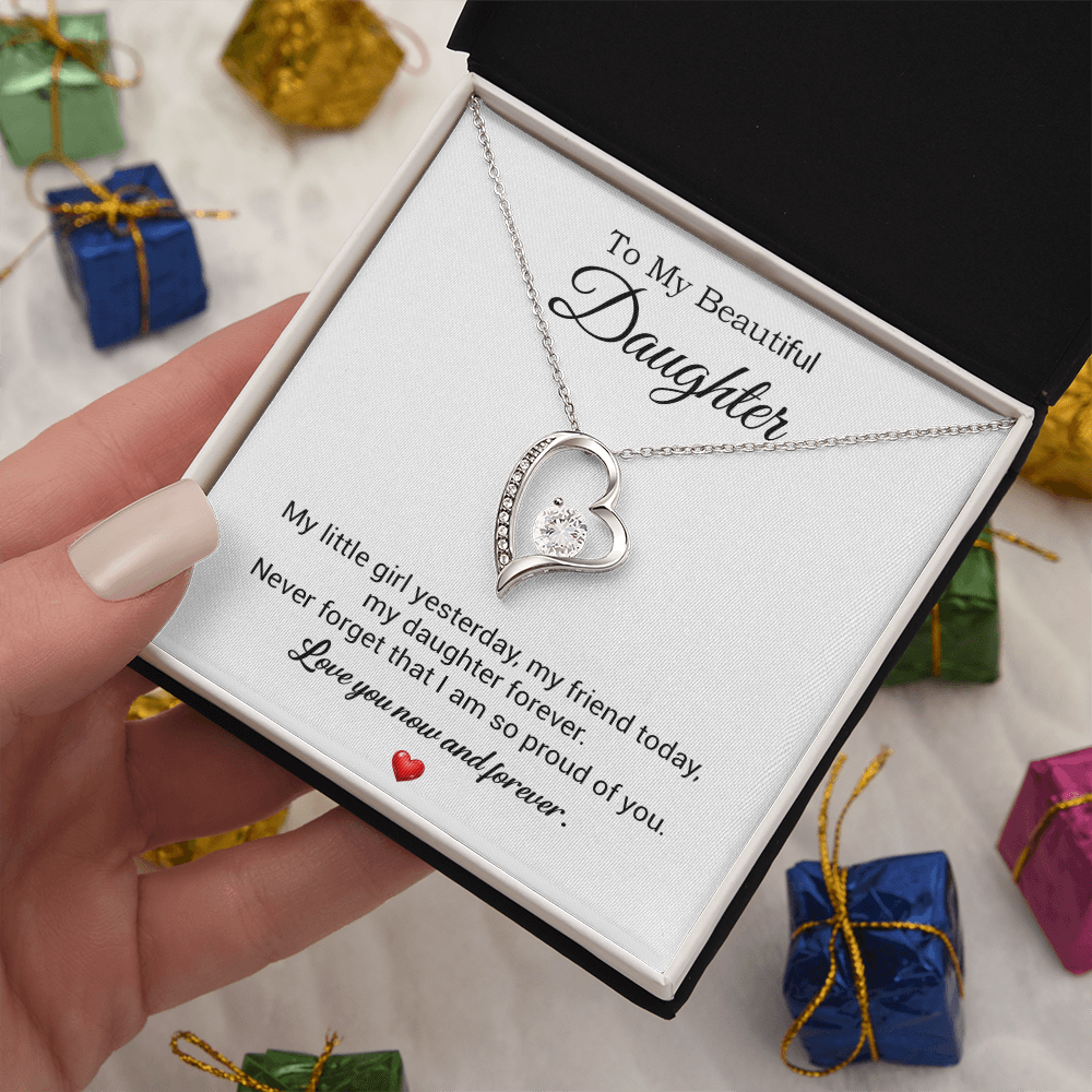 To My Daughter Necklace, Gift For Daughter From Dad, Daughter Father Necklace 10_7_White