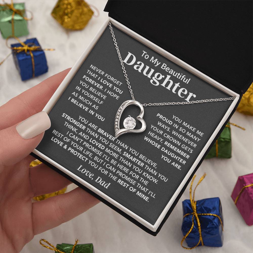 To My Daughter Necklace, Daughter Father Necklace, Daughter Gift From Dad_Gray