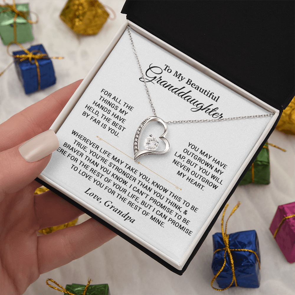 To My Granddaughter Necklace, Birthday Gift For Granddaughter, Birthday Gifts 8_6_White