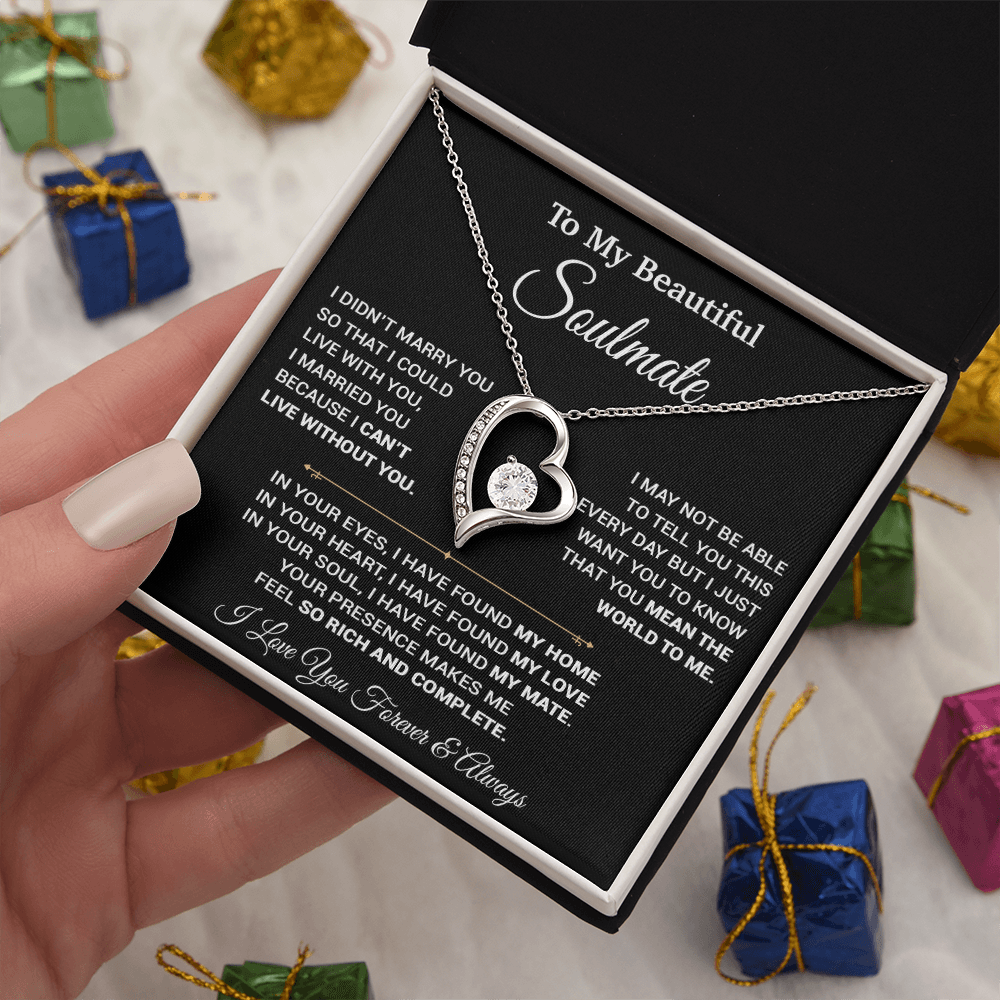 To My Soulmate Necklace, Gift For Wife,Soulmate Gift, Birthday Gift For Her_Black