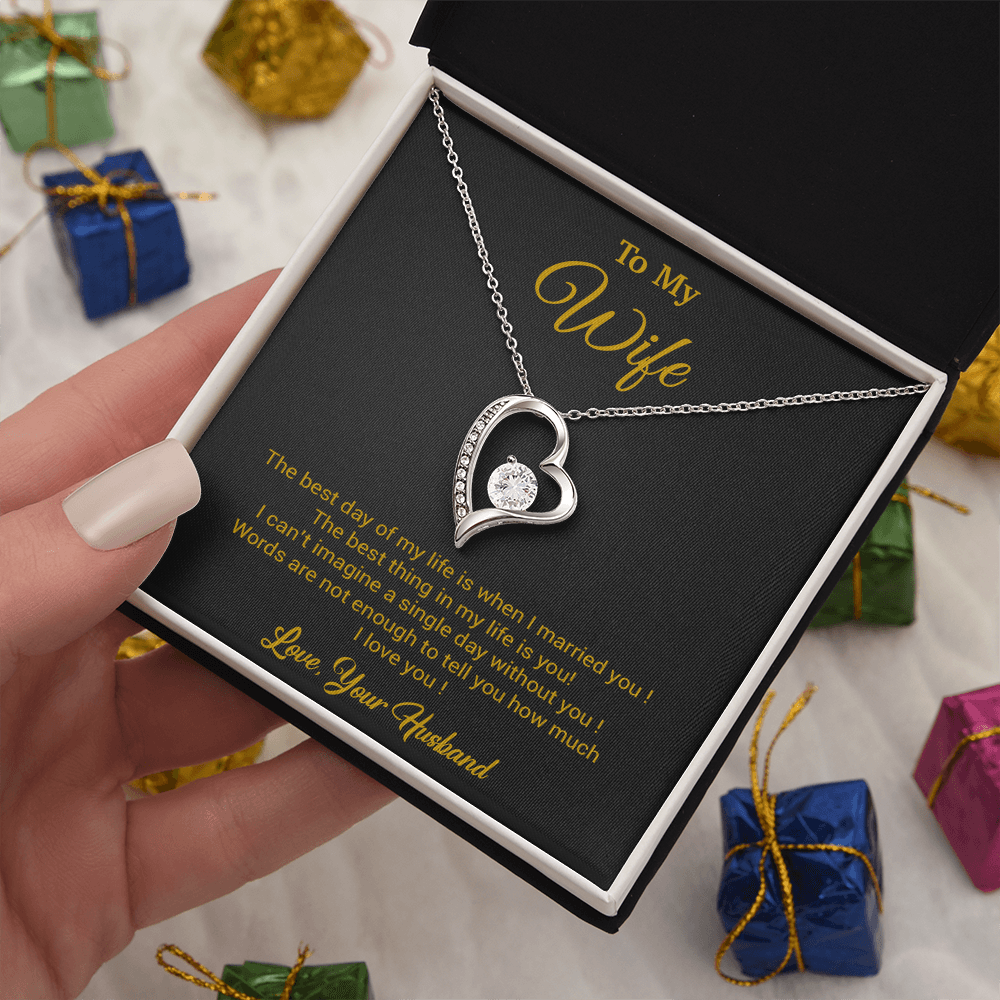 To My Wife Necklace, Gift For Wife, Anniversary Gift For Wife, Necklace For Wife 10_3_Gold