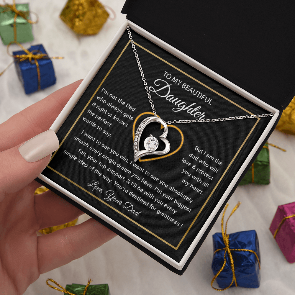To My Daughter Necklace, Gift for Daughter from Dad, Father Daughter Necklace 9_6_Black