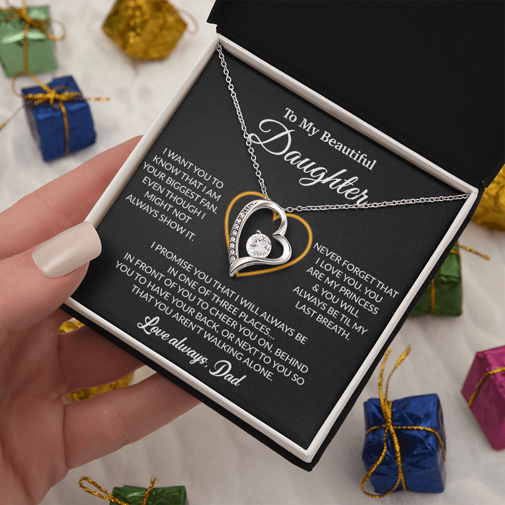To My Daughter Necklace, Gift for Daughter from Dad, Father Daughter Necklace 17_6_Black