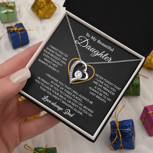To My Daughter Necklace, Gift for Daughter from Dad, Father Daughter Necklace 17_6_Black