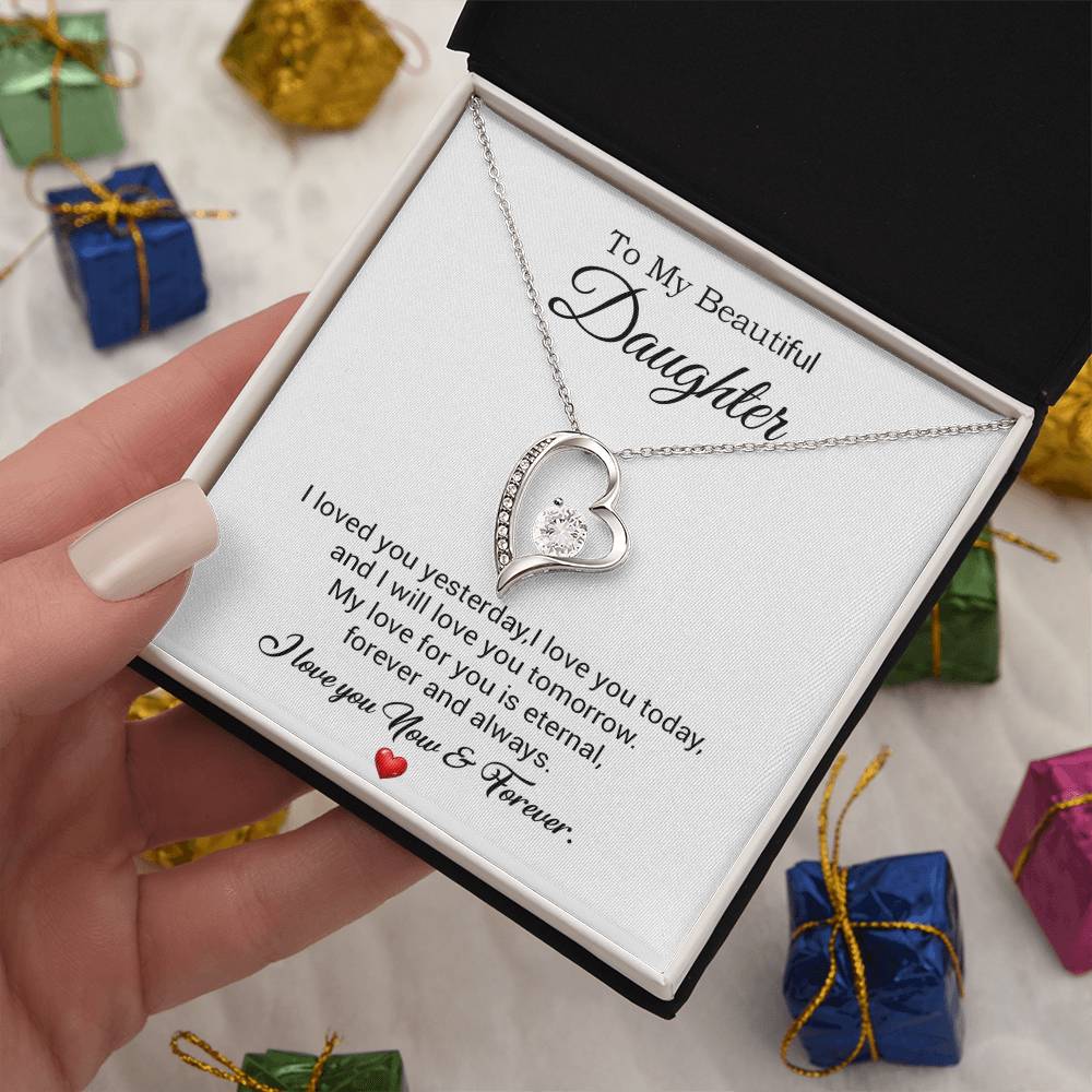 To My Daughter Necklace, Gift For Daughter From Dad, Daughter Father Necklace 30_7_White