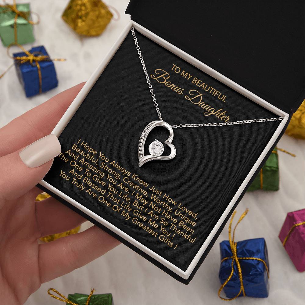 To My Bonus Daughter Necklace, Bonus Daughter Gifts From Stepdad, Step Daughter Gifts