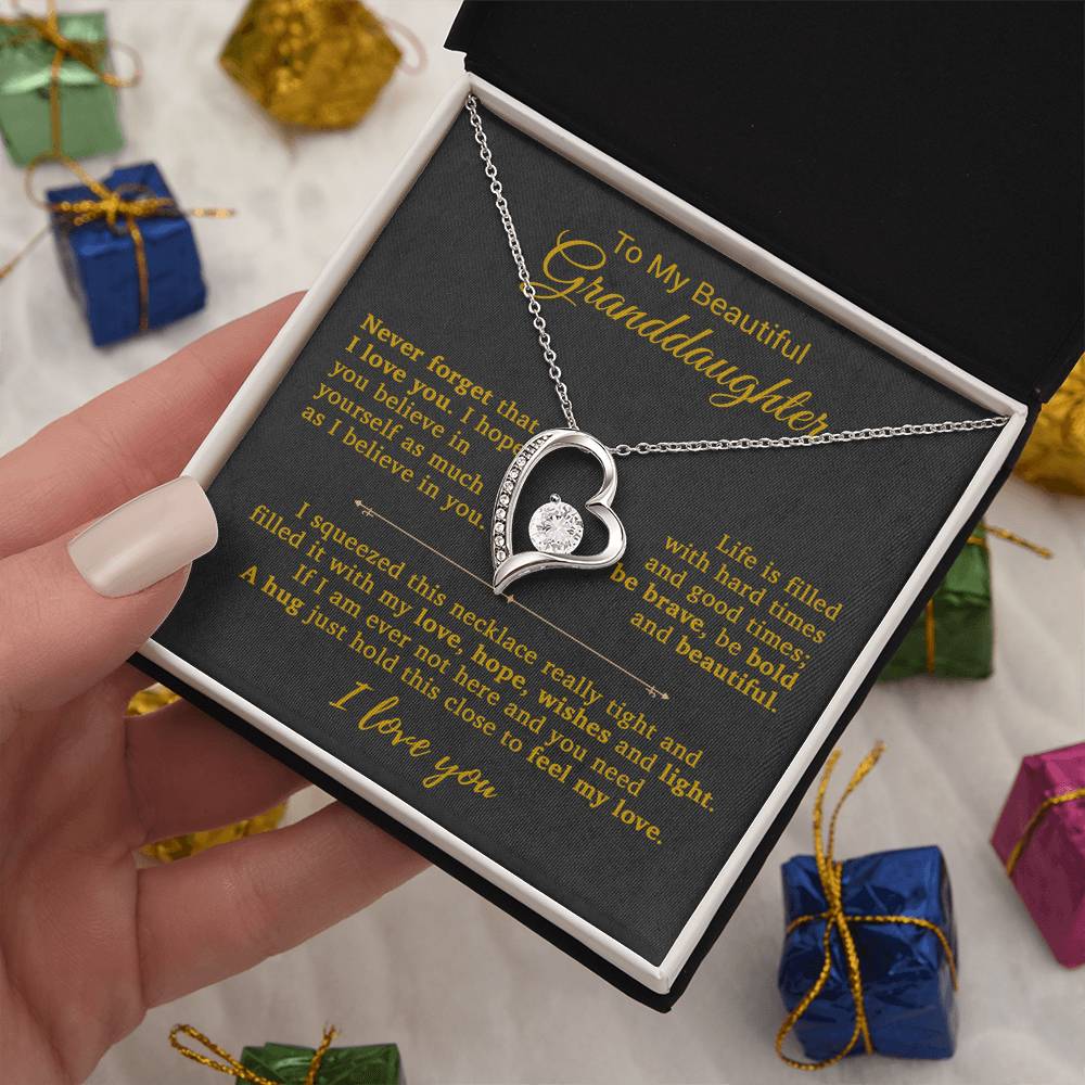 To My Granddaughter Necklace, Birthday Gift For Granddaughter, Birthday Gifts 14_9_Gold