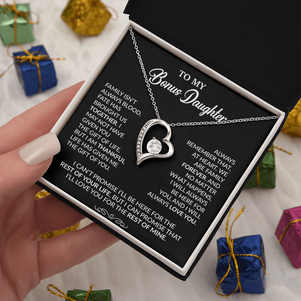 To My Bonus Daughter Necklace, Gift for Bonus Daughter, Step Daughter Birthday 30_9_Black
