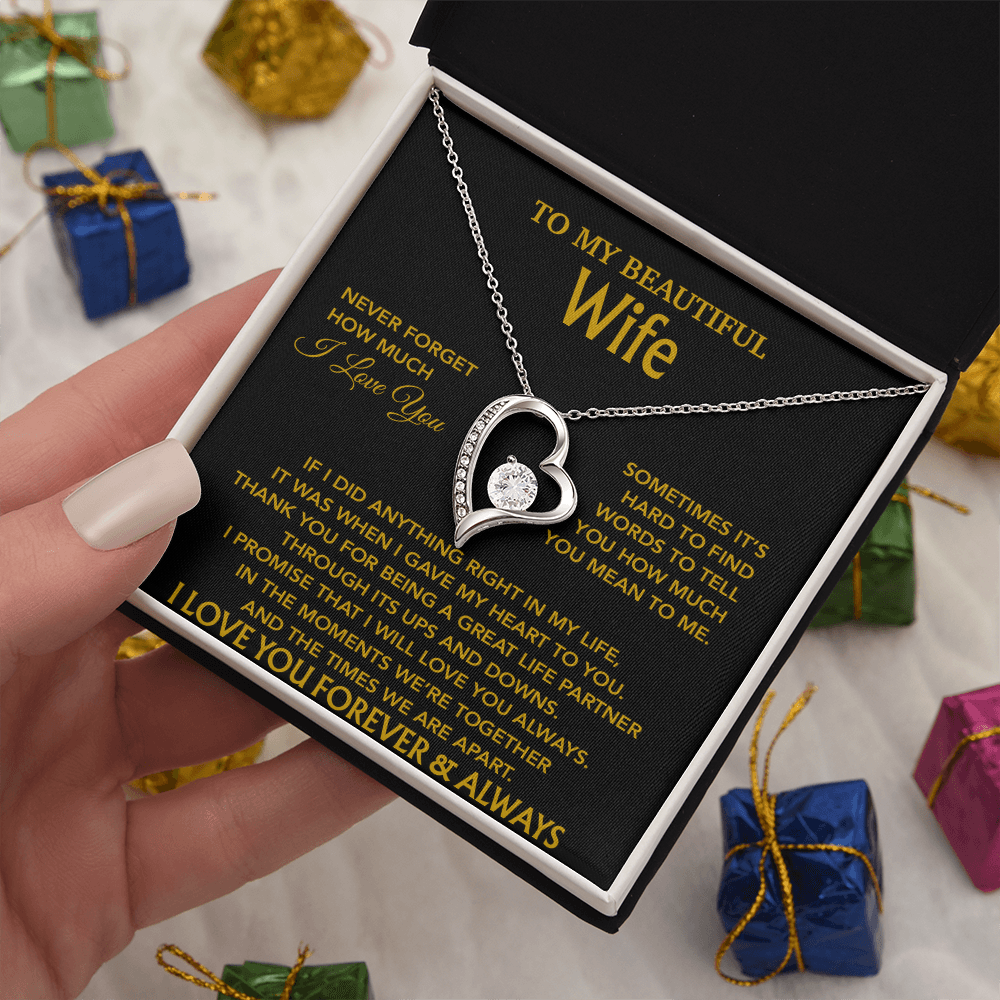 To My Wife Necklace, Christmas Gifts For Wife, Anniversary Cute Gift For Wife_Gold_20_8