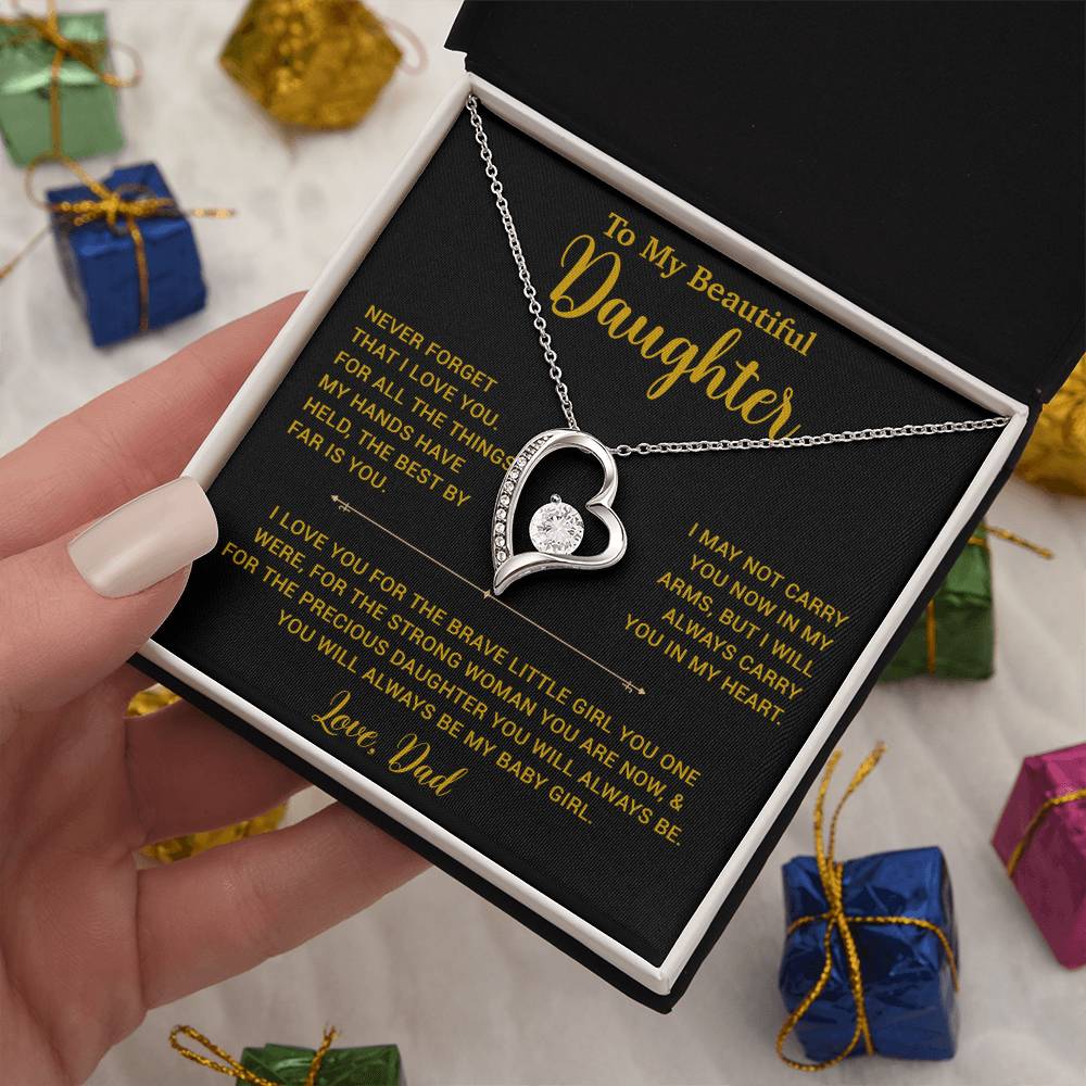 To My Daughter Necklace, Gift for Daughter from Dad, Father Daughter Necklace 14_6_Gold