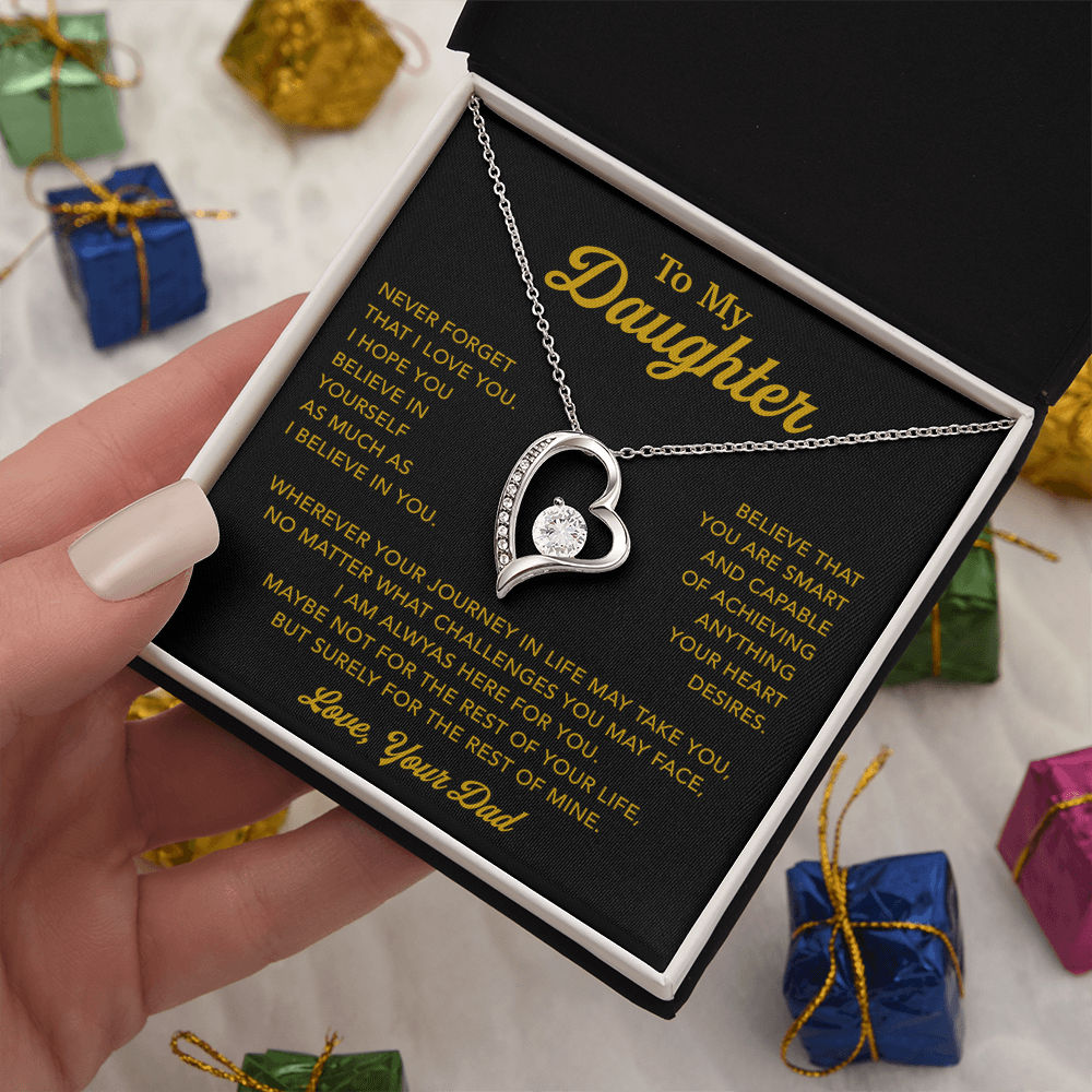 To My Daughter Necklace, Gift for Daughter from Dad, Father Daughter Necklace 9_1_Gold