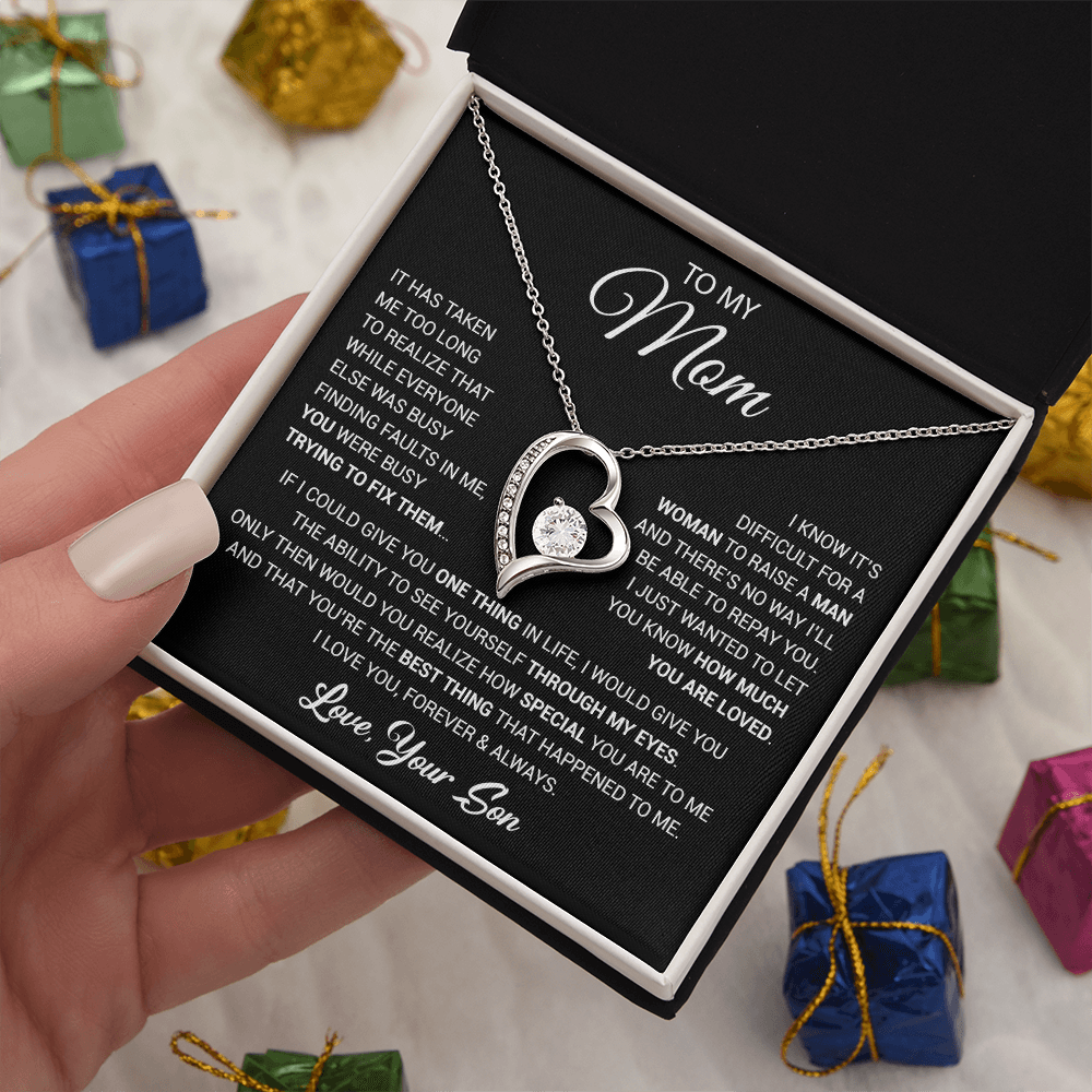 To My Mom Necklace, Mama, Gift From Son For Birthday, Mother 's Day Gift 26_2_Black