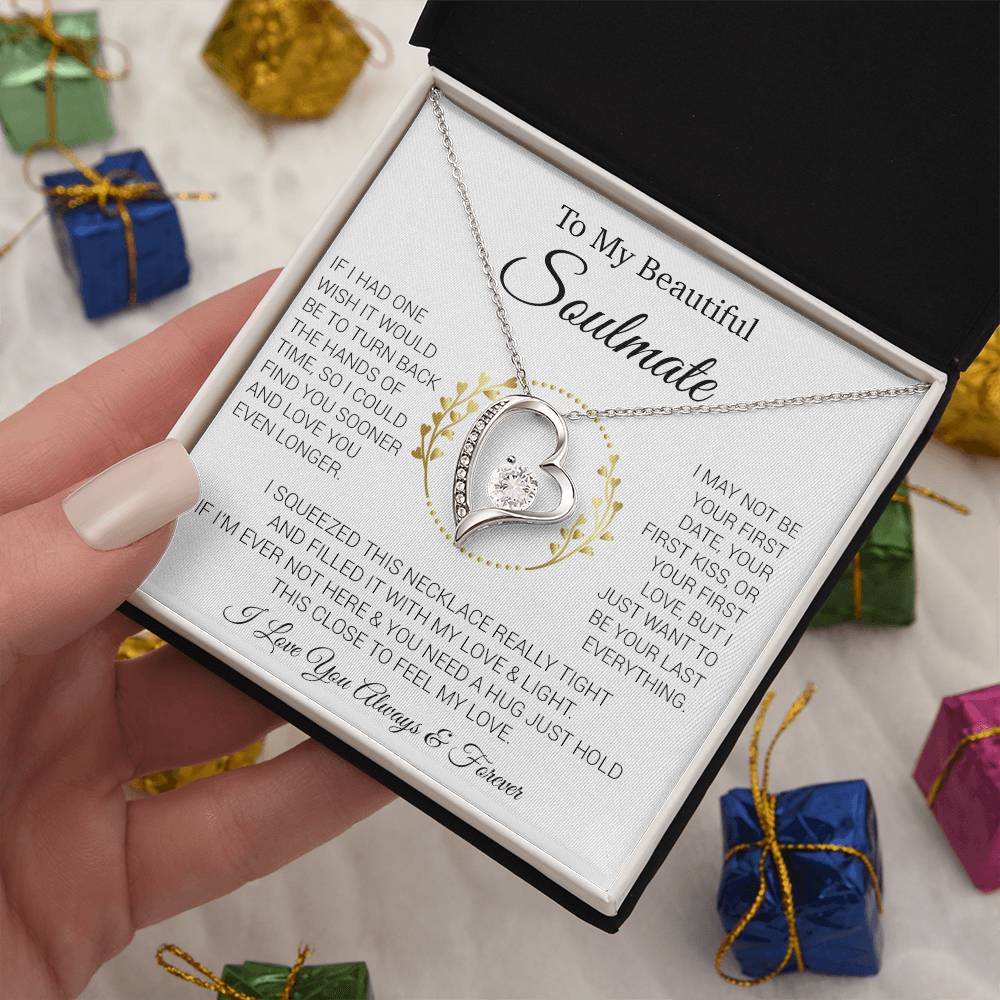 To My Soulmate Necklace, Gift For Soulmate, Anniversary Gift, Christmas Gift_White