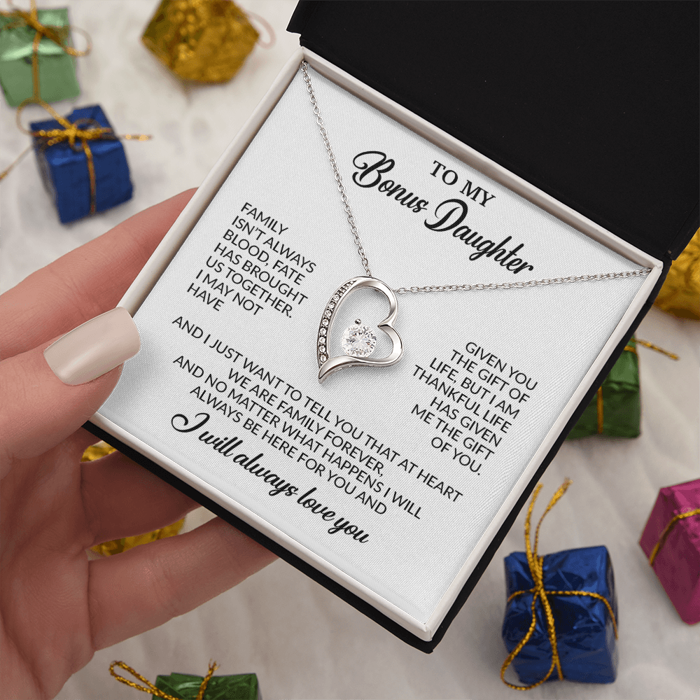 To My Bonus Daughter Necklace, Gift for Bonus Daughter, Step Daughter Birthday 26_11_White