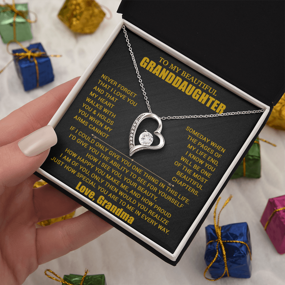 To My Granddaughter Necklace, Granddaughter Gift from Grandma, Christmas Gift 19_8_Gold
