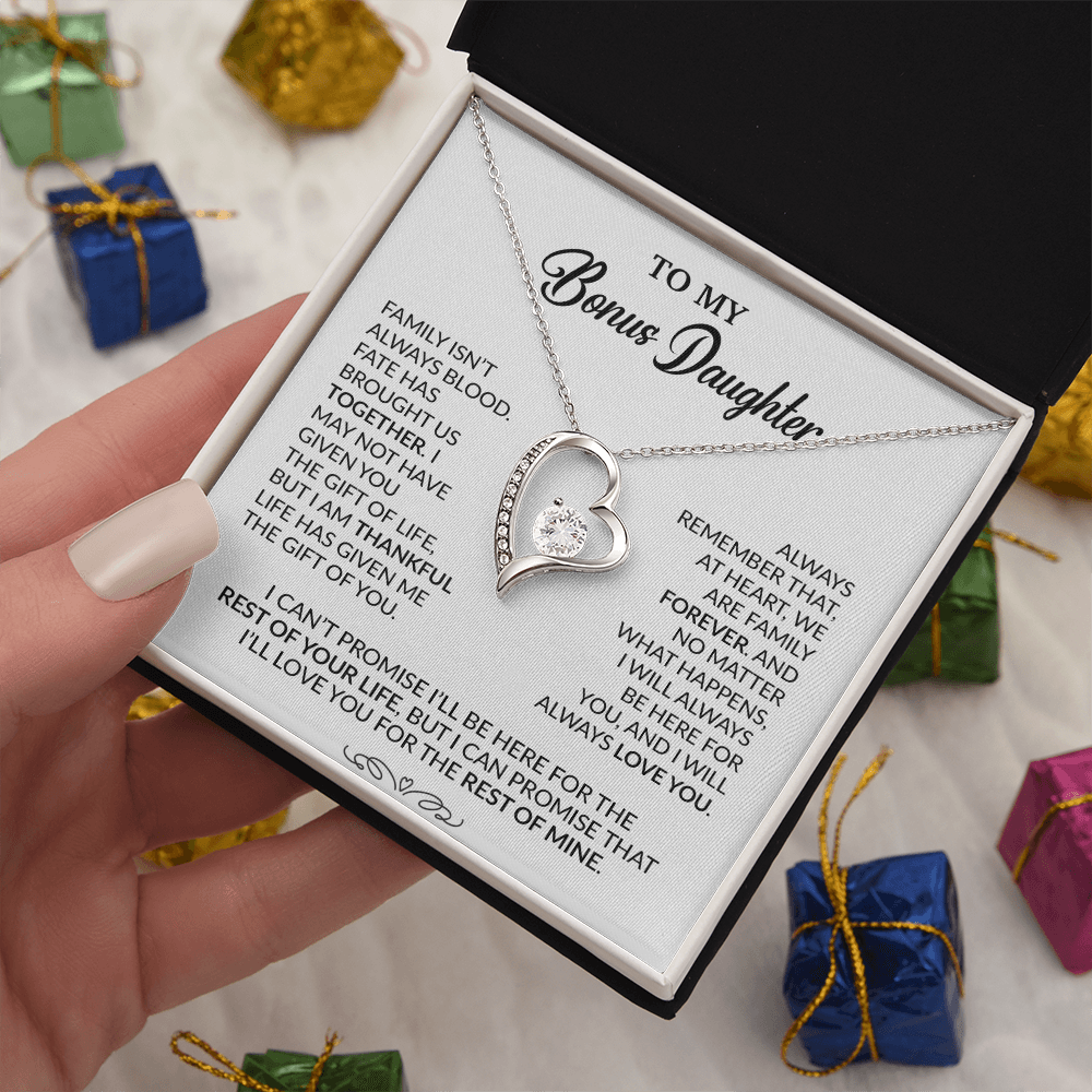 To My Bonus Daughter Necklace, Gift for Bonus Daughter, Step Daughter Birthday 30_9_White