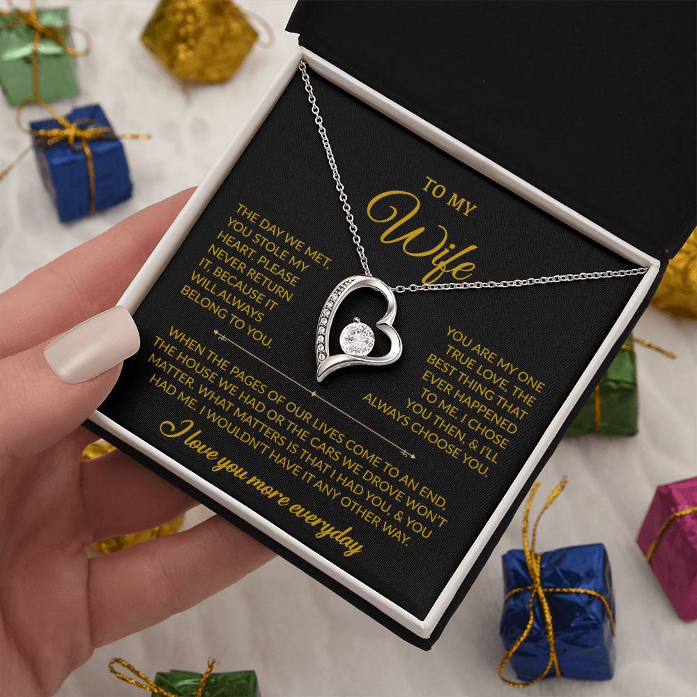 To My Wife Necklace, Gift For Wife, Anniversary Gift For Wife, Necklace For Wife 27_7_Gold