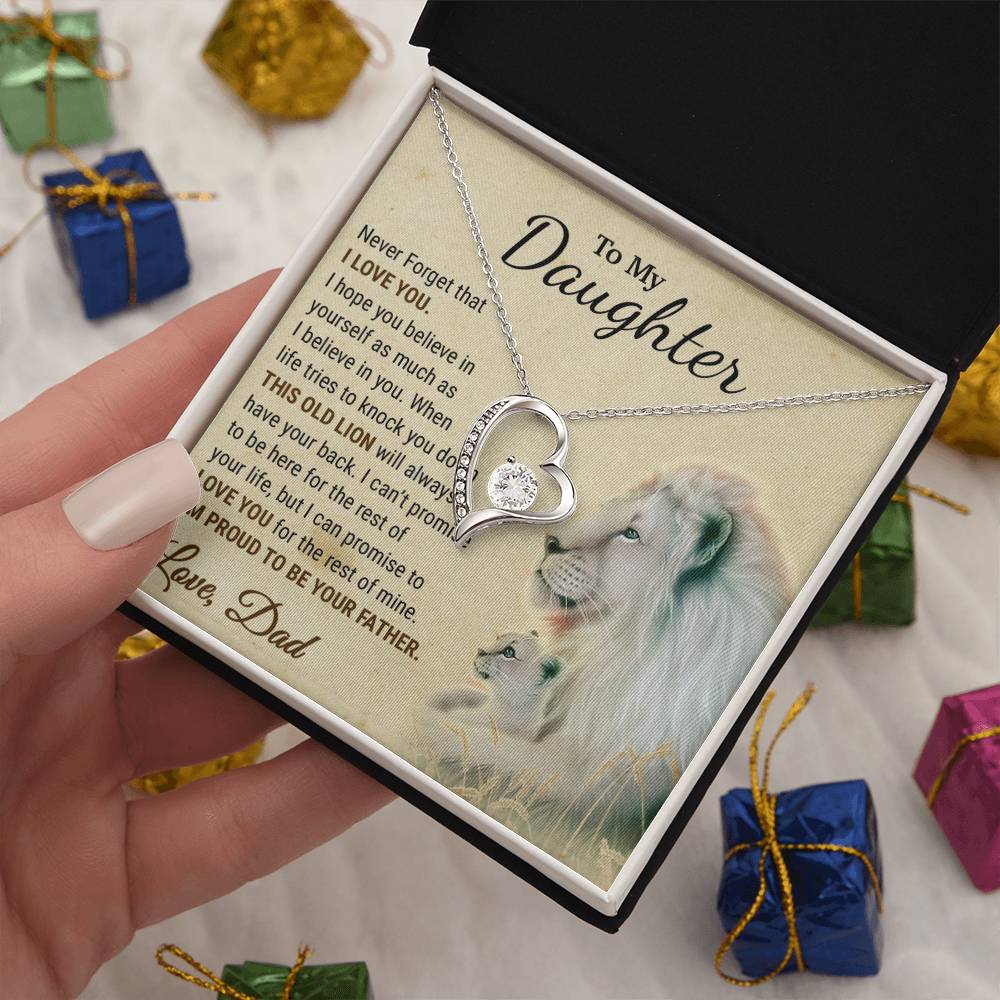 To My Daughter Necklace, Xmas Gift For Daughter From Dad, Daughter Father Lion
