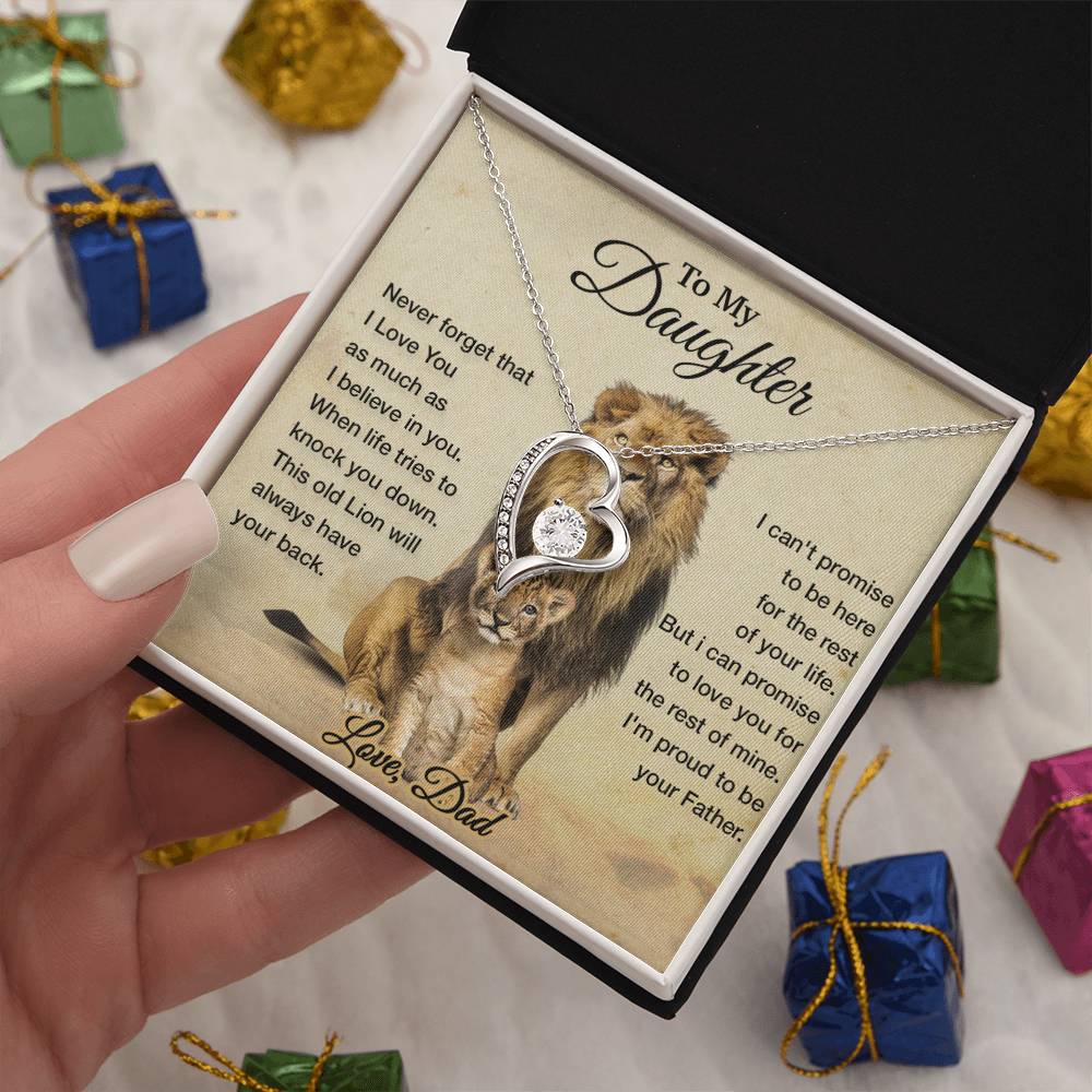 To My Daughter Necklace, Xmas Gift For Daughter From Dad, Daughter Father Lion