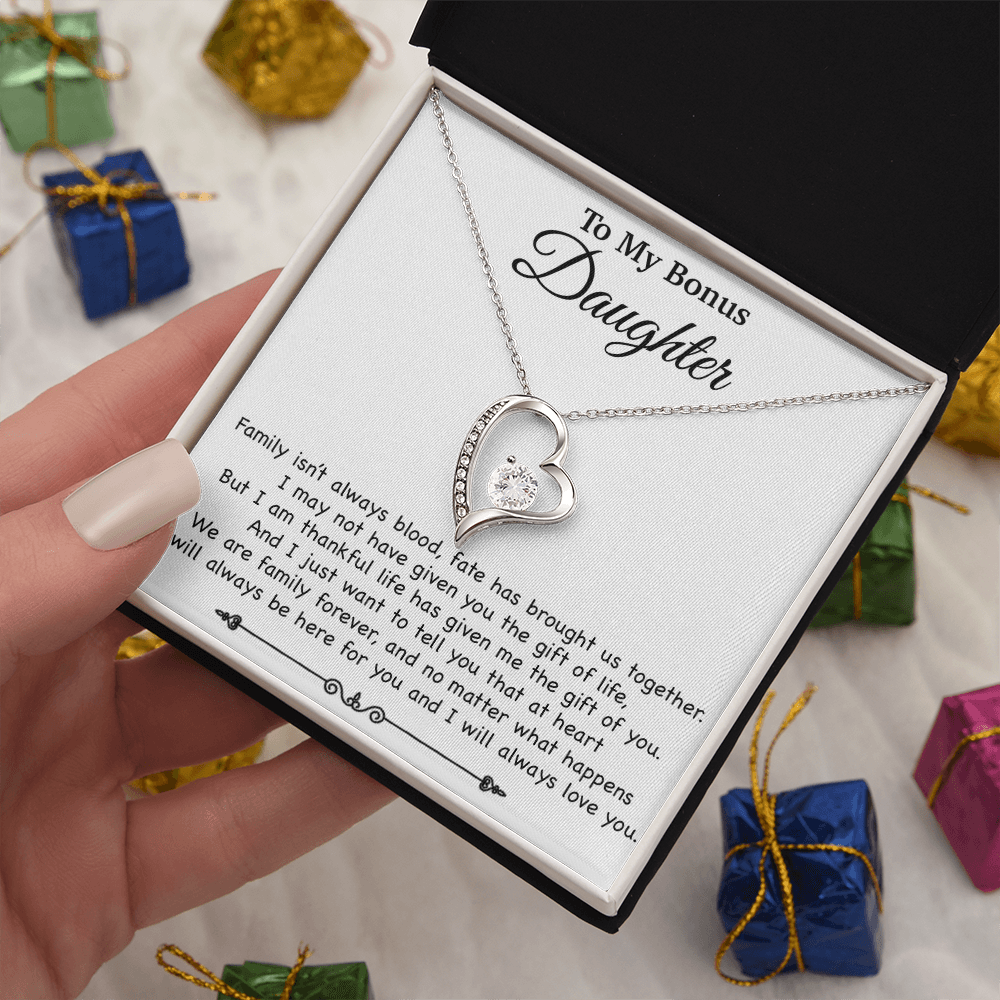 To My Bonus Daughter Necklace, Gift for Bonus Daughter, Step Daughter Birthday 2_11_White