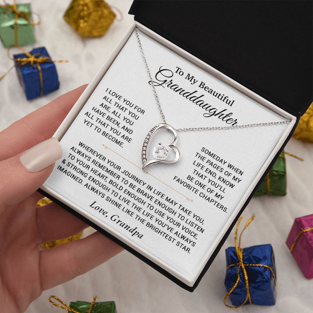 To My Granddaughter Necklace, Birthday Gift For Granddaughter, Birthday Gifts 12_6_White