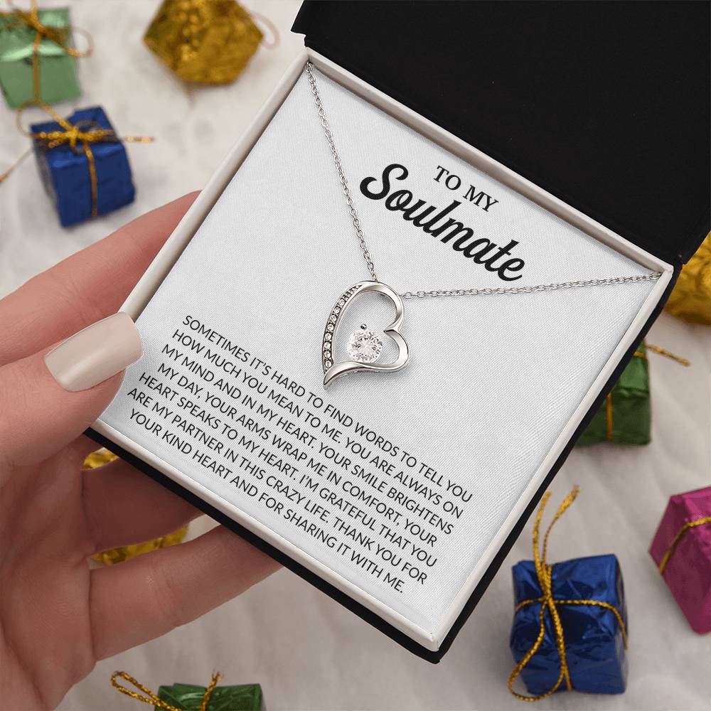 To My Soulmate Necklace, Anniversary Gift for Her, Gifts for Wife, Gifts for Girlfriend_White