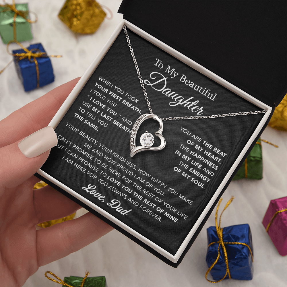 To My Daughter Necklace, Gift for Daughter from Dad, Father Daughter Necklace 10_4_Black