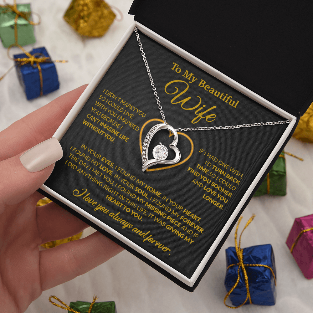 To My Wife Necklace, Wife Gift from Husband, Christmas Gift 8_12_Gold