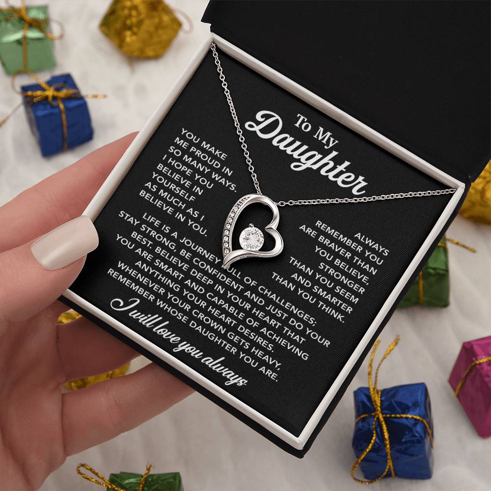 To My Daughter Necklace, Gift for Daughter from Dad, Father Daughter Necklace 24_3_Black