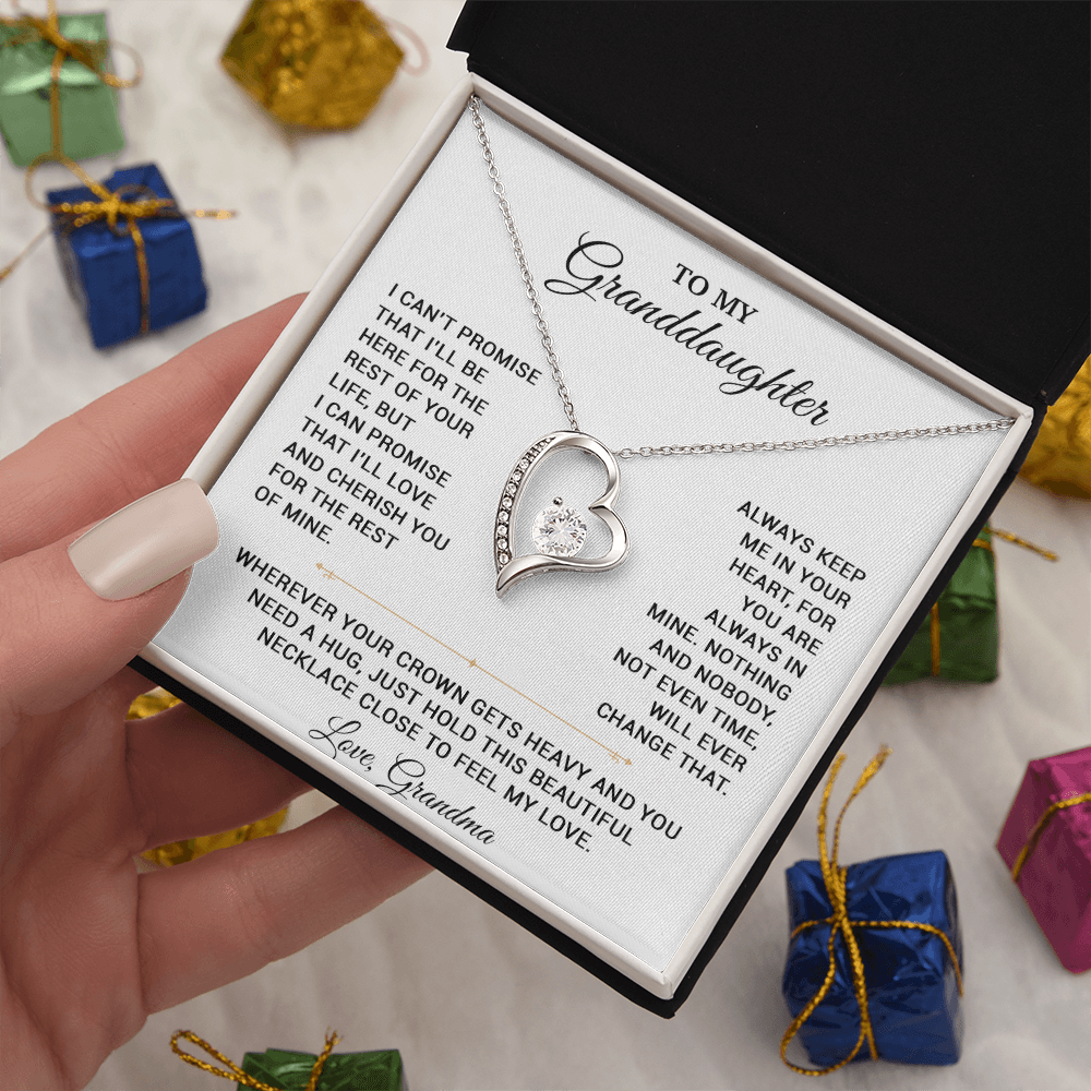 To My Granddaughter Necklace, Granddaughter Gift from Grandma, Christmas Gift 20_8_White