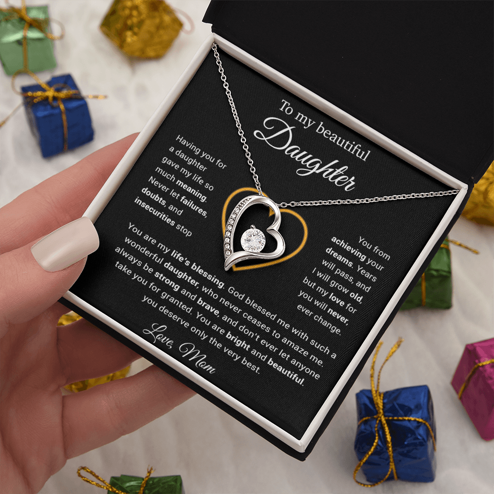 To My Daughter Necklace, Gift for Daughter from Mom, Daughter Mother Necklace 25_3_Black