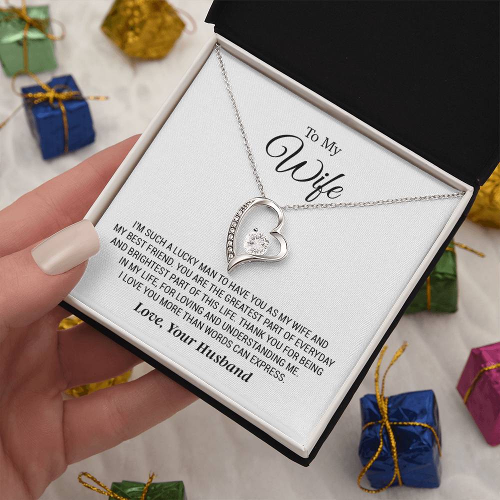 To My Wife Necklace, Wife Gift from Husband, Anniversary Gifts, Christmas Gift for Wife_white