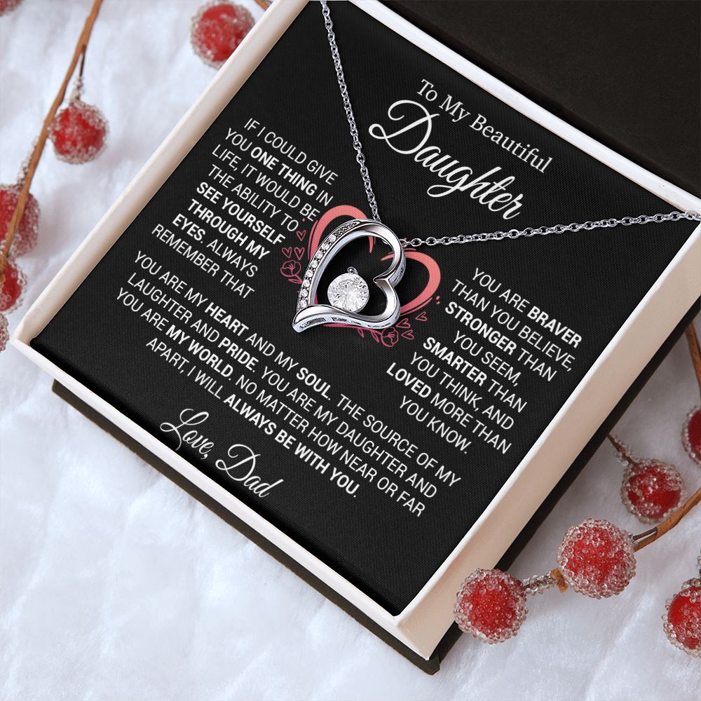 To My Daughter Necklace from Dad, Necklace for Daughter from Dad, Father Daughter Necklace