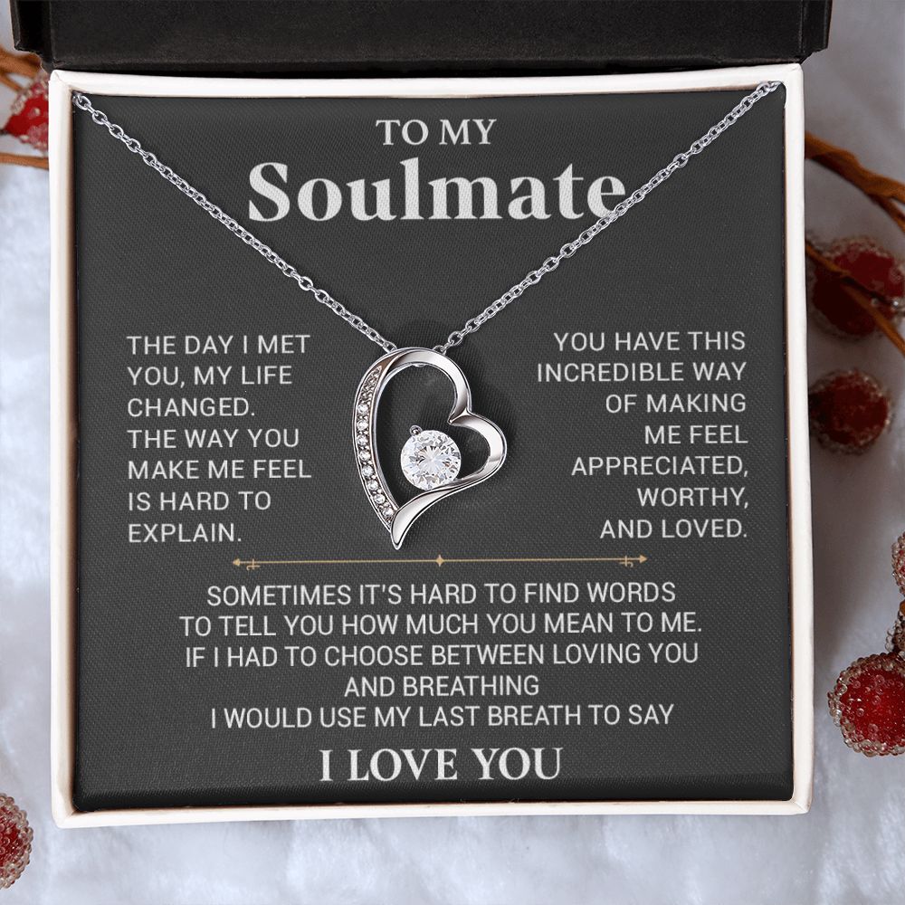 To My Soulmate Necklace, Anniversary Gift, Birthday Gift For Wife From Husband