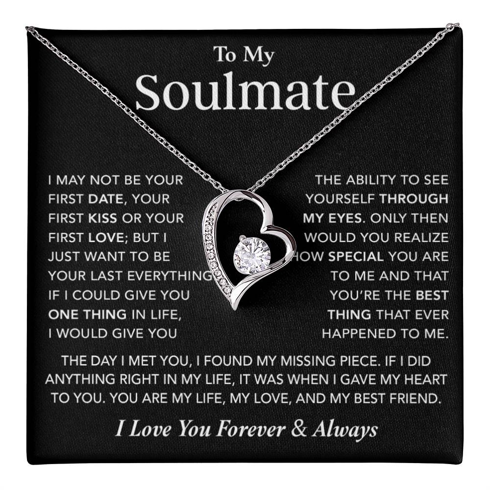 To My Soulmate Necklace, Anniversary Gift for Her, Birthday Christmas Gift for Girlfriend_Black