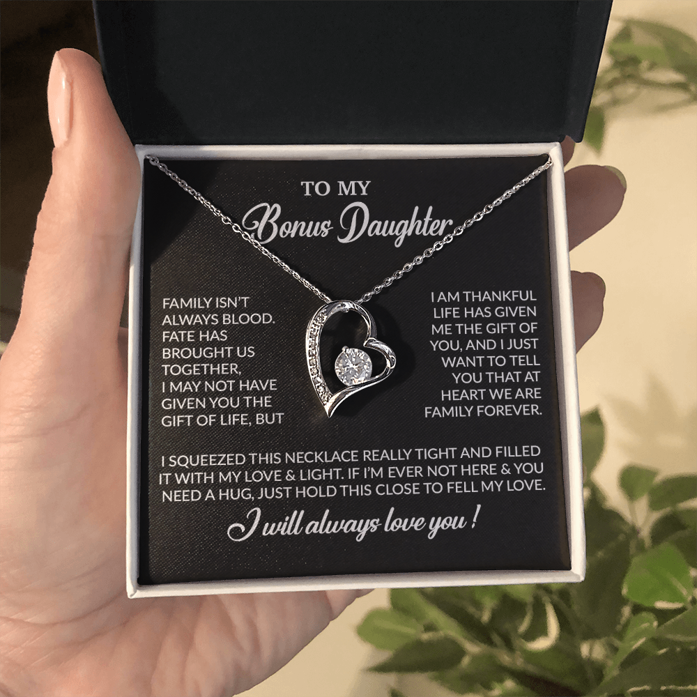 To My Bonus Daughter Necklace, Gift for Bonus Daughter, Step Daughter Birthday 7_11_Black