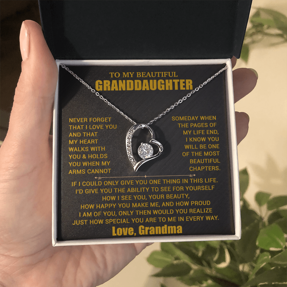 To My Granddaughter Necklace, Granddaughter Gift from Grandma, Christmas Gift 19_8_Gold