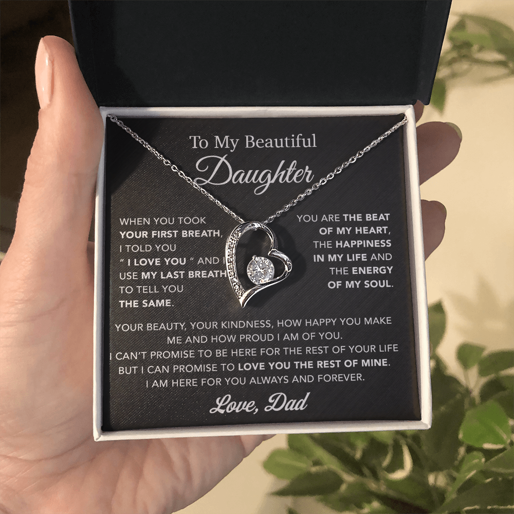 To My Daughter Necklace, Gift for Daughter from Dad, Father Daughter Necklace 10_4_Black