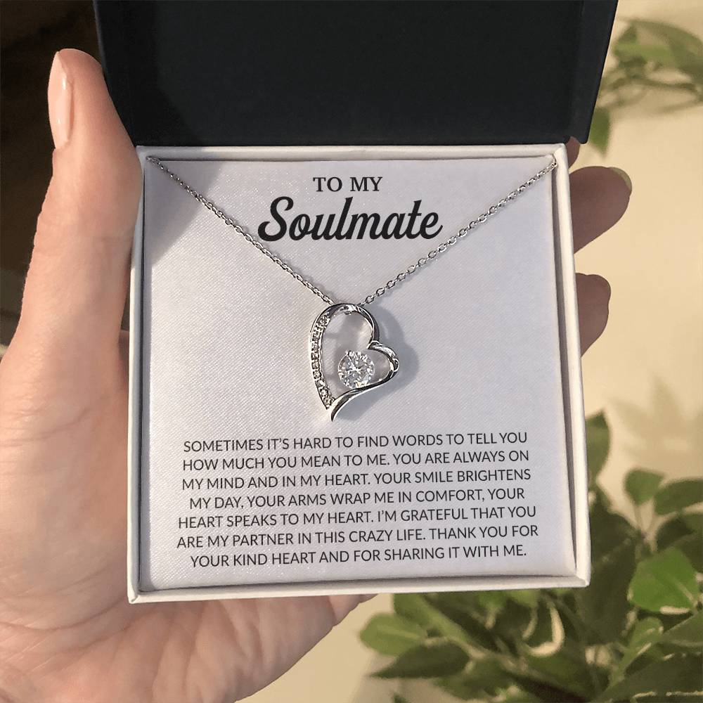 To My Soulmate Necklace, Anniversary Gift for Her, Gifts for Wife, Gifts for Girlfriend_White